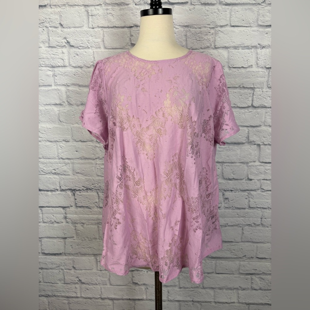 Torrid Abbey Lace Short Sleeve Blouse Purple 2X - Picture 4 of 6